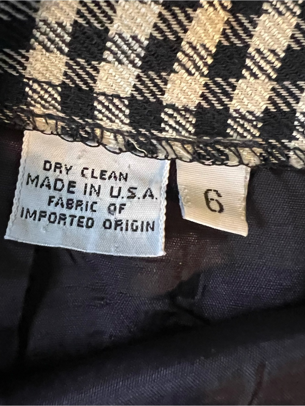 Vintage Christian Dior The Suit 2 Piece Skirt Set Size 6 Black White Gingham - Picture 10 of 13